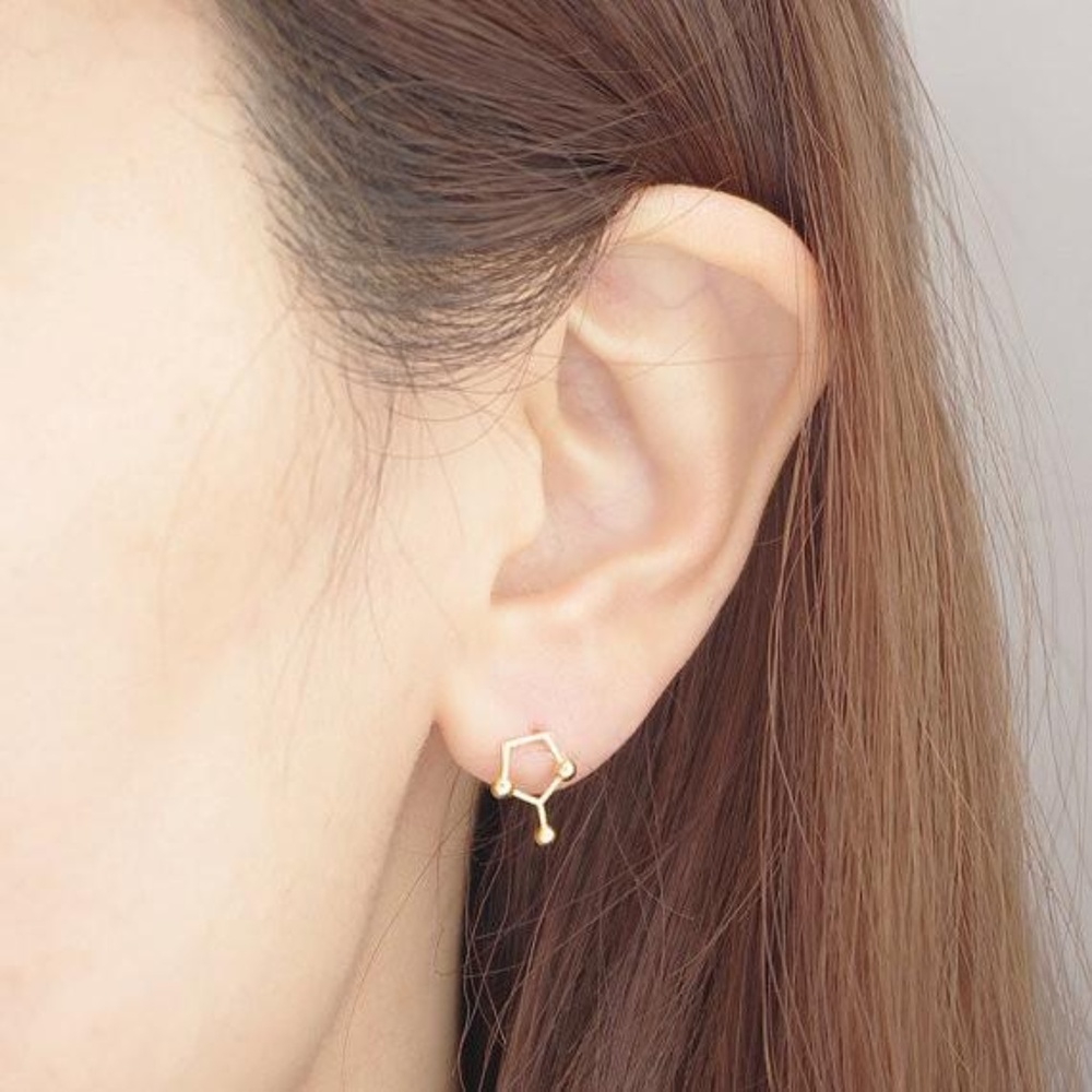 Gold Scientific Molecule Big Bang Earrings Gift - Picture 2 of 6